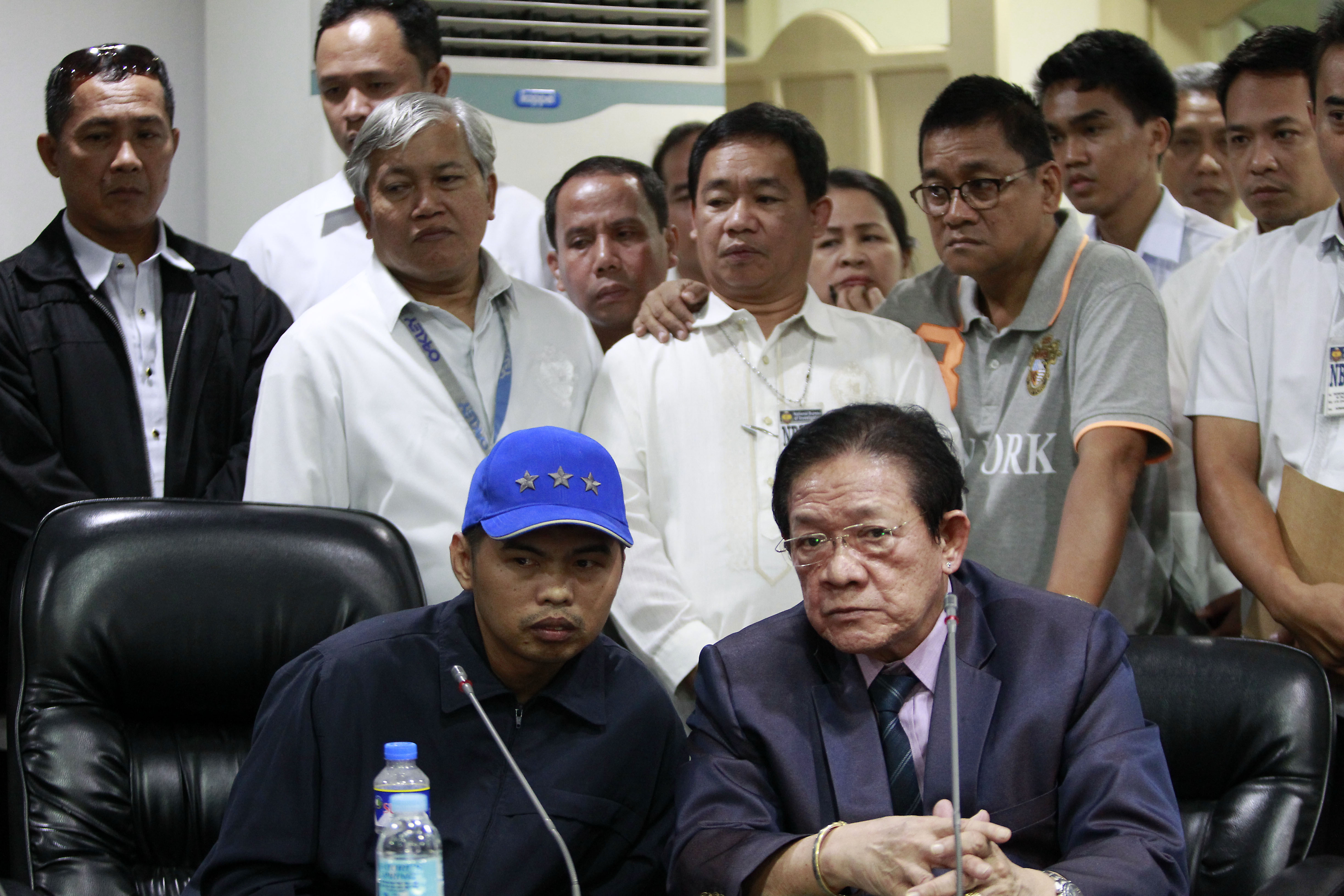 Jerry Omlang faces members of the media with justice secretary Vitaliano Aguirre regarding the Tokhang for Ransom of Korean businessman Jee Ick Joo during a press conference at the NBI headquarters in Manila on January 30, 2017. Photo by Ben Nabong/Rappler 